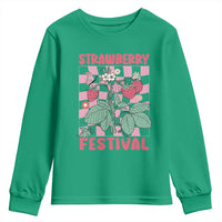 Strawberry Festival Youth Sweatshirt Fruit Lover Botanical Retro Groovy