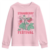 Strawberry Festival Youth Sweatshirt Fruit Lover Botanical Retro Groovy