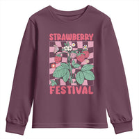 Strawberry Festival Youth Sweatshirt Fruit Lover Botanical Retro Groovy