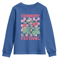 Strawberry Festival Youth Sweatshirt Fruit Lover Botanical Retro Groovy