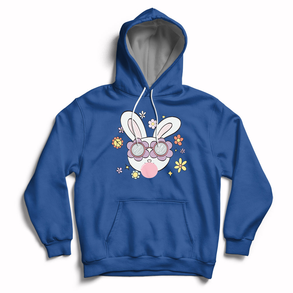 Retro Cute Easter Bunny Head Glasses Bubblegum Easter Day Hoodie - Wonder Print Shop