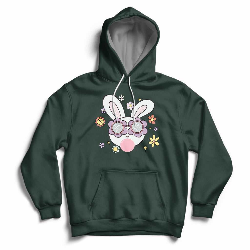 Retro Cute Easter Bunny Head Glasses Bubblegum Easter Day Hoodie - Wonder Print Shop