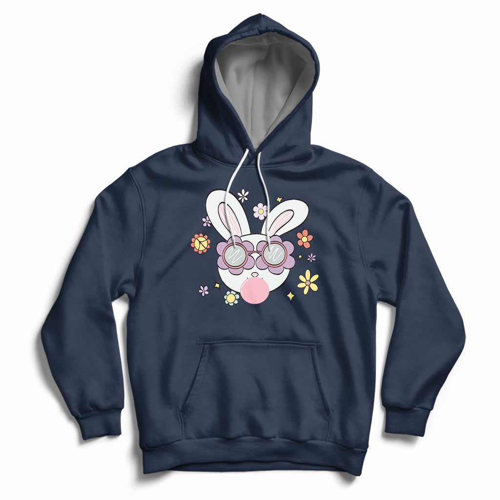 Retro Cute Easter Bunny Head Glasses Bubblegum Easter Day Hoodie - Wonder Print Shop