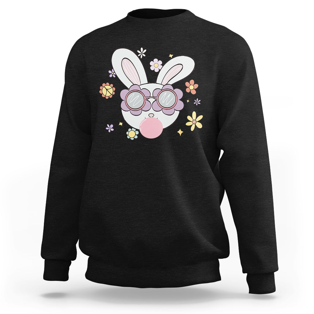 Retro Cute Easter Bunny Head Glasses Bubblegum Easter Day Sweatshirt - Wonder Print Shop