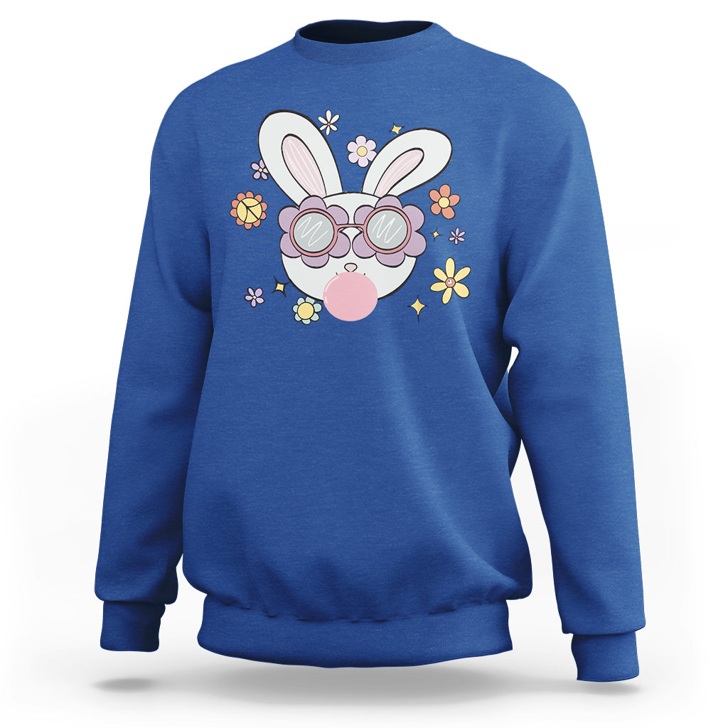 Retro Cute Easter Bunny Head Glasses Bubblegum Easter Day Sweatshirt - Wonder Print Shop