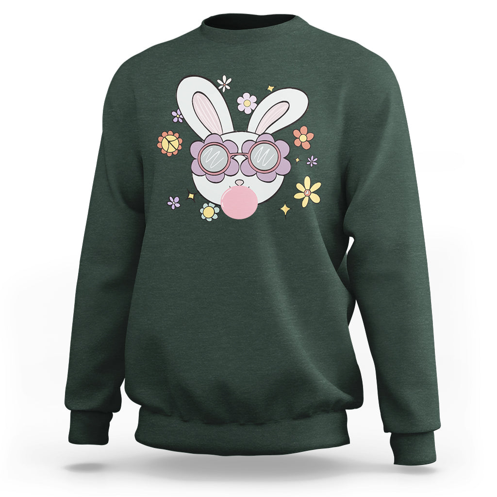 Retro Cute Easter Bunny Head Glasses Bubblegum Easter Day Sweatshirt - Wonder Print Shop