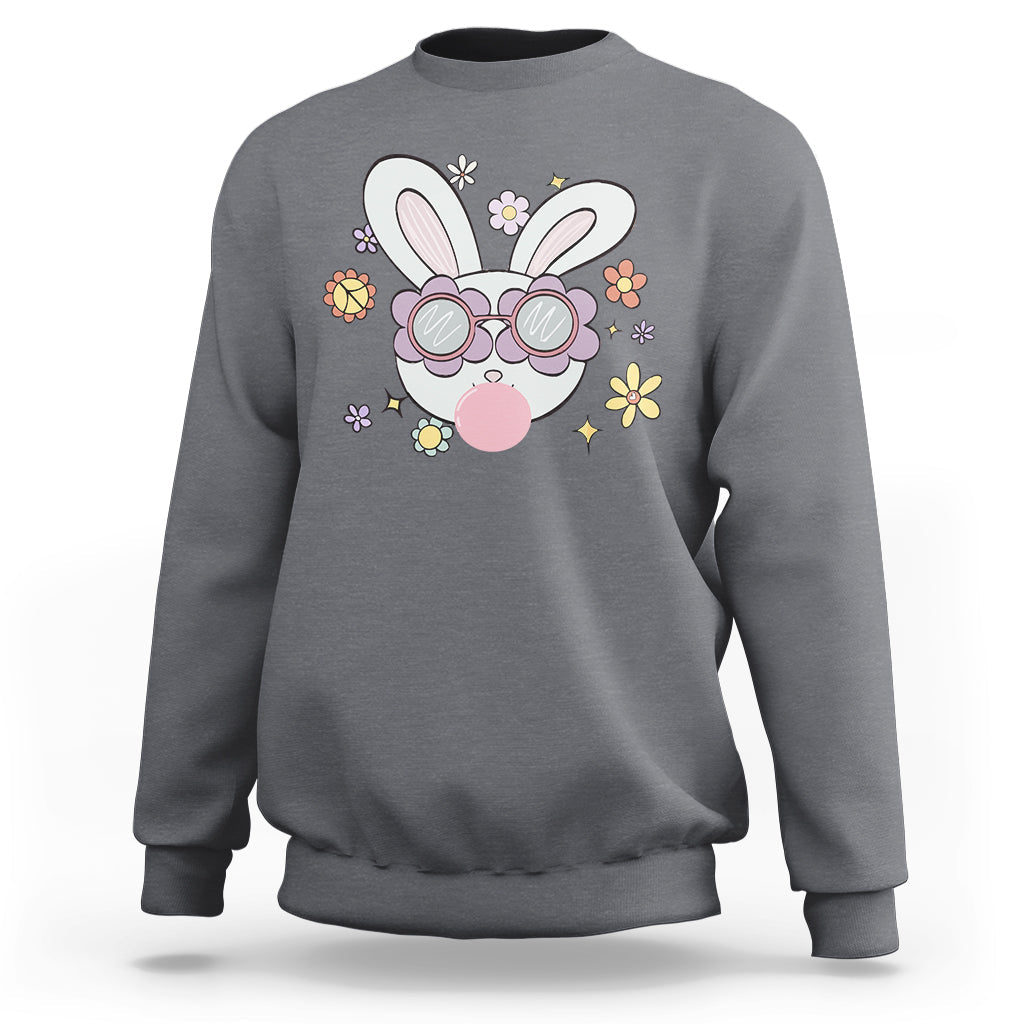 Retro Cute Easter Bunny Head Glasses Bubblegum Easter Day Sweatshirt - Wonder Print Shop