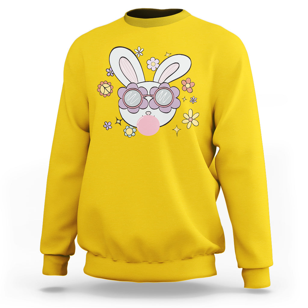 Retro Cute Easter Bunny Head Glasses Bubblegum Easter Day Sweatshirt - Wonder Print Shop