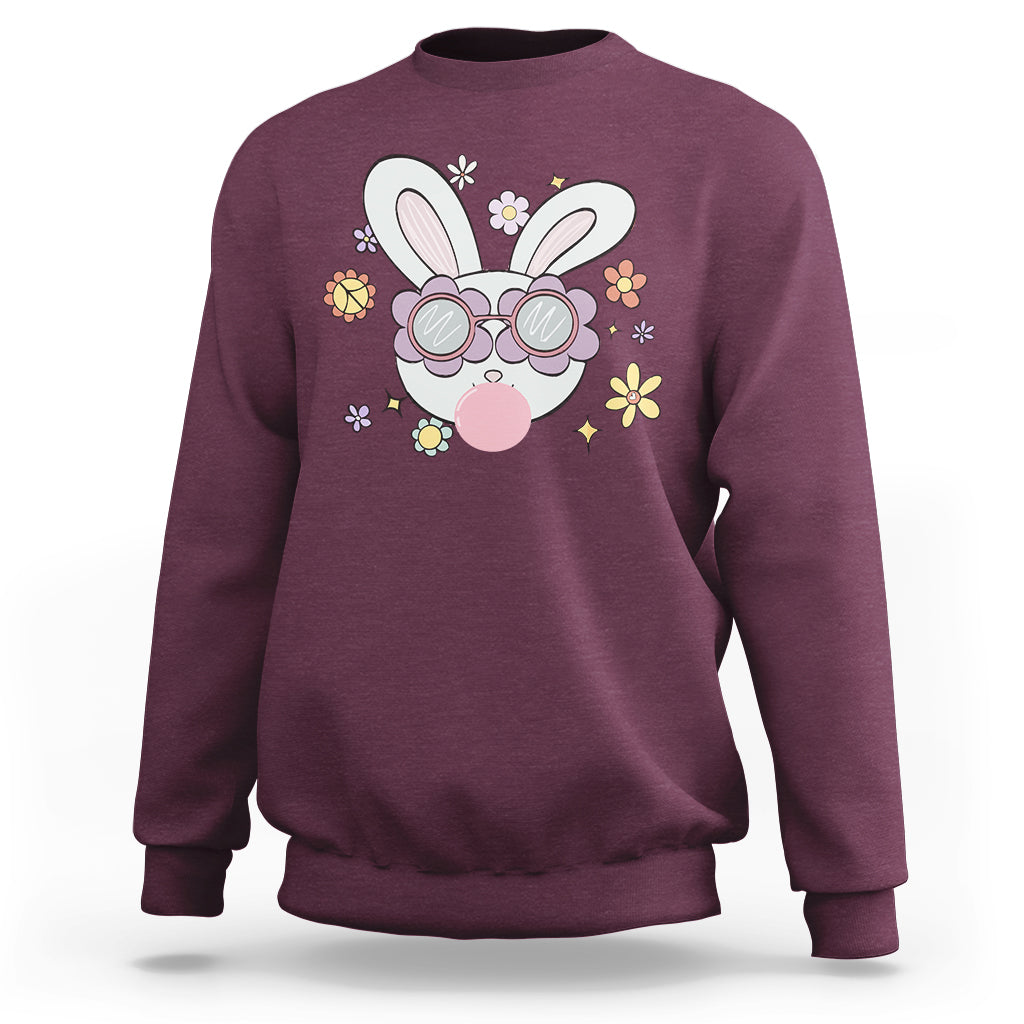 Retro Cute Easter Bunny Head Glasses Bubblegum Easter Day Sweatshirt - Wonder Print Shop