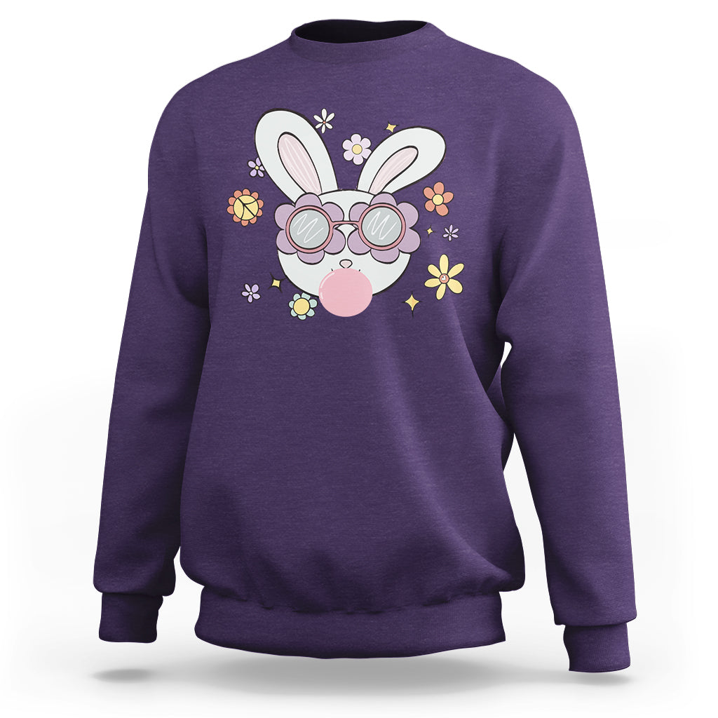 Retro Cute Easter Bunny Head Glasses Bubblegum Easter Day Sweatshirt - Wonder Print Shop