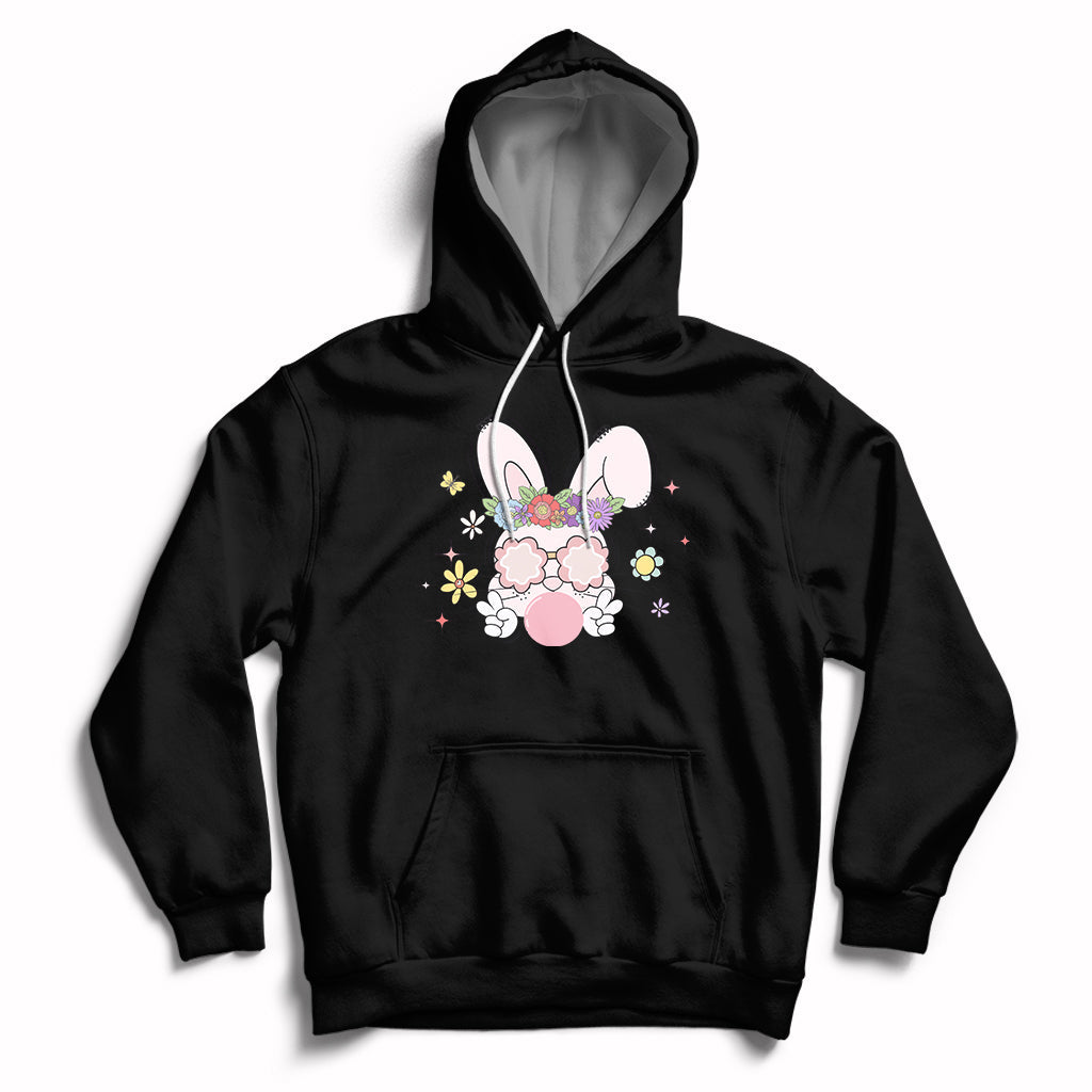 Cute Easter Bunny Head Glasses Bubblegum Flower Easter Day Hoodie - Wonder Print Shop