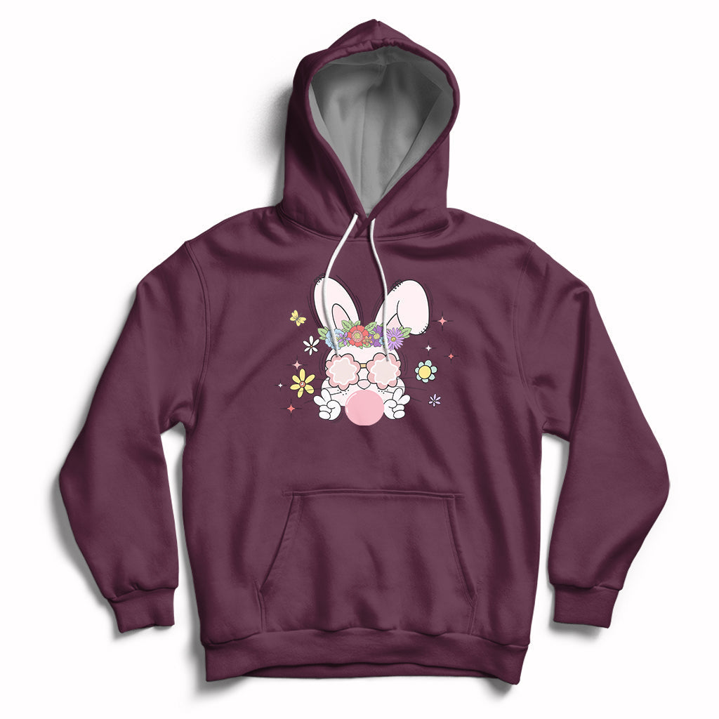 Cute Easter Bunny Head Glasses Bubblegum Flower Easter Day Hoodie - Wonder Print Shop