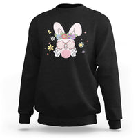 Cute Easter Bunny Head Glasses Bubblegum Flower Easter Day Sweatshirt - Wonder Print Shop