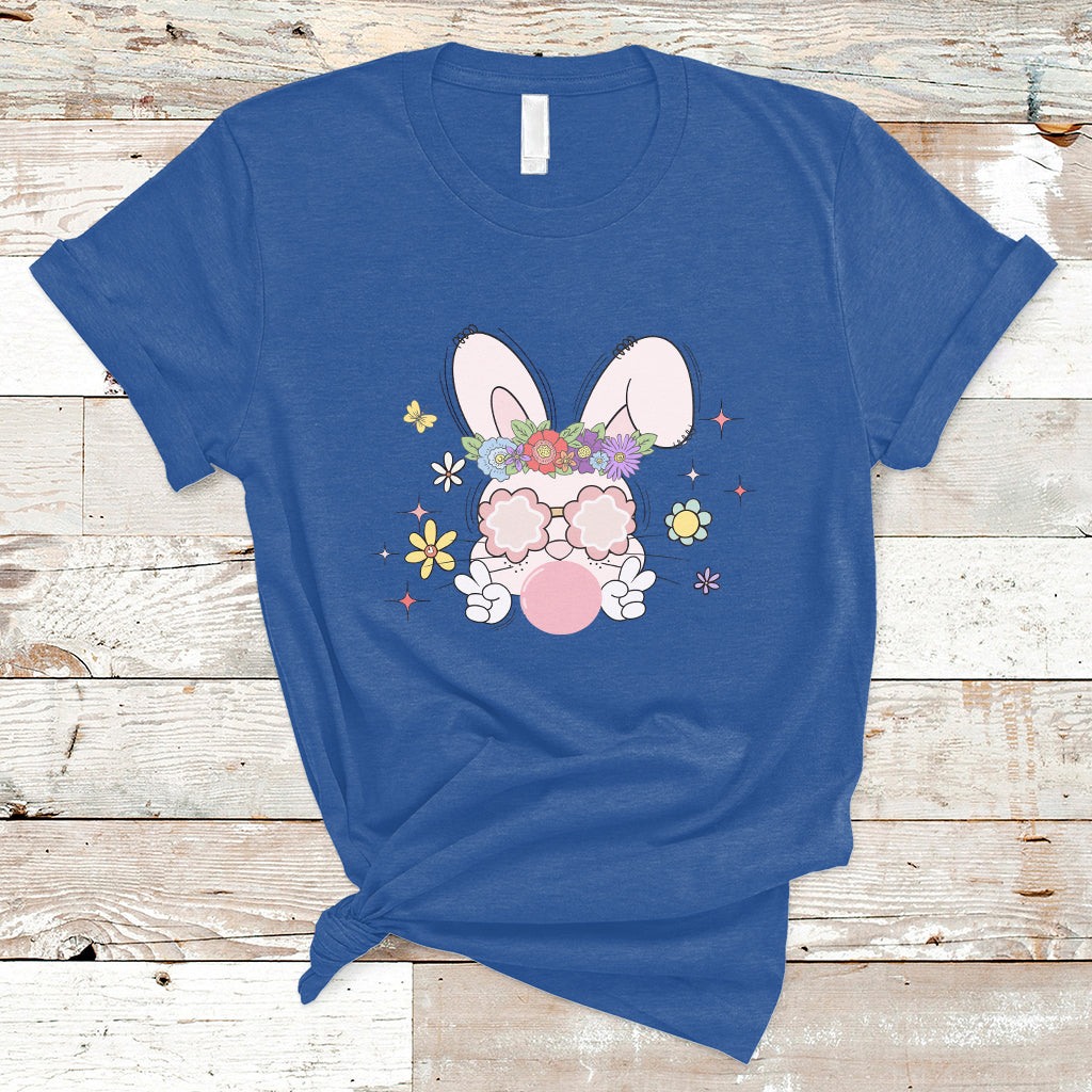 Cute Easter Bunny Head Glasses Bubblegum Flower Easter Day T-Shirt - Wonder Print Shop