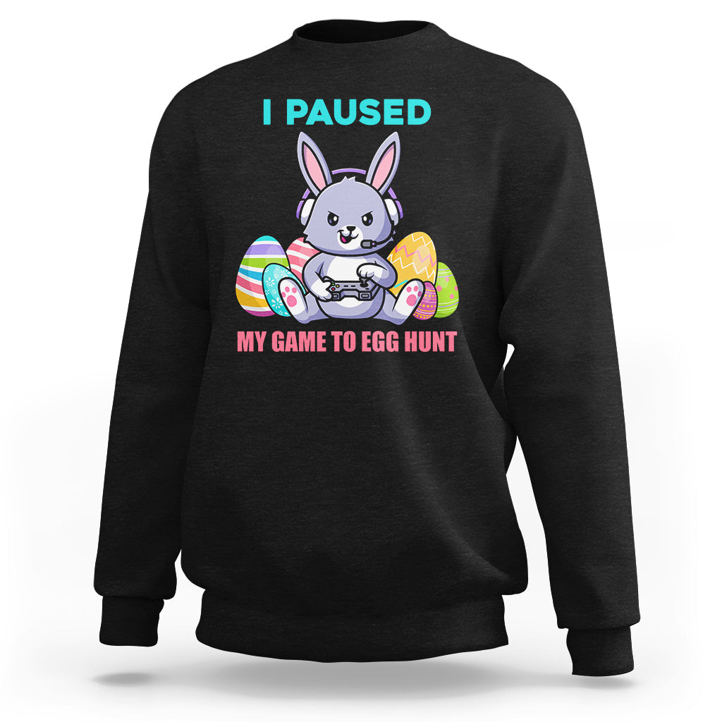 I Paused My Game To Egg Hunt Funny Easter Gamer Boys Kids Sweatshirt - Wonder Print Shop