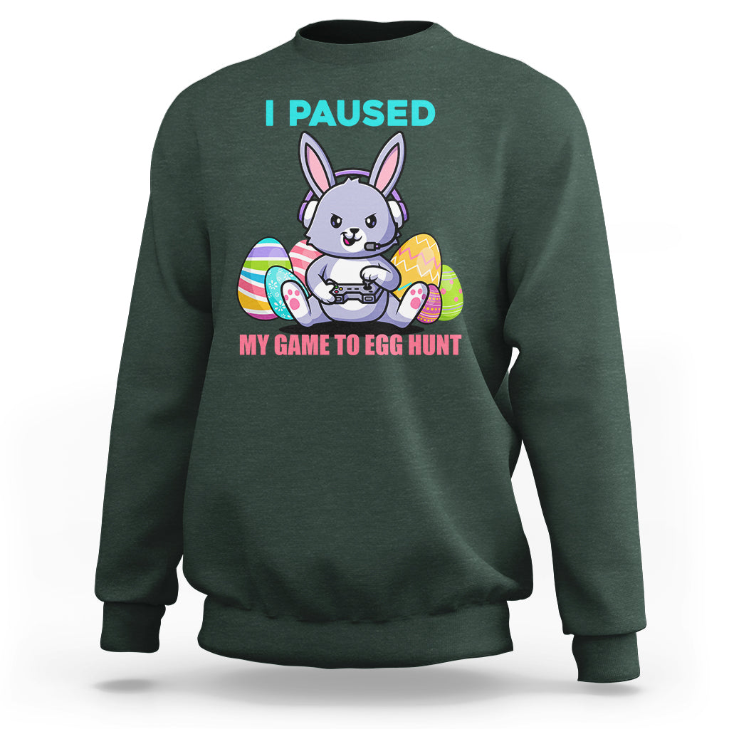 I Paused My Game To Egg Hunt Funny Easter Gamer Boys Kids Sweatshirt - Wonder Print Shop
