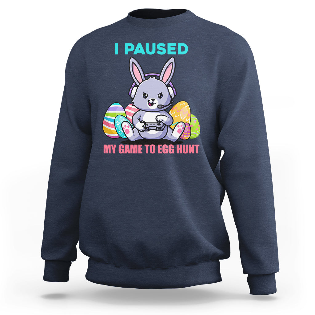I Paused My Game To Egg Hunt Funny Easter Gamer Boys Kids Sweatshirt - Wonder Print Shop
