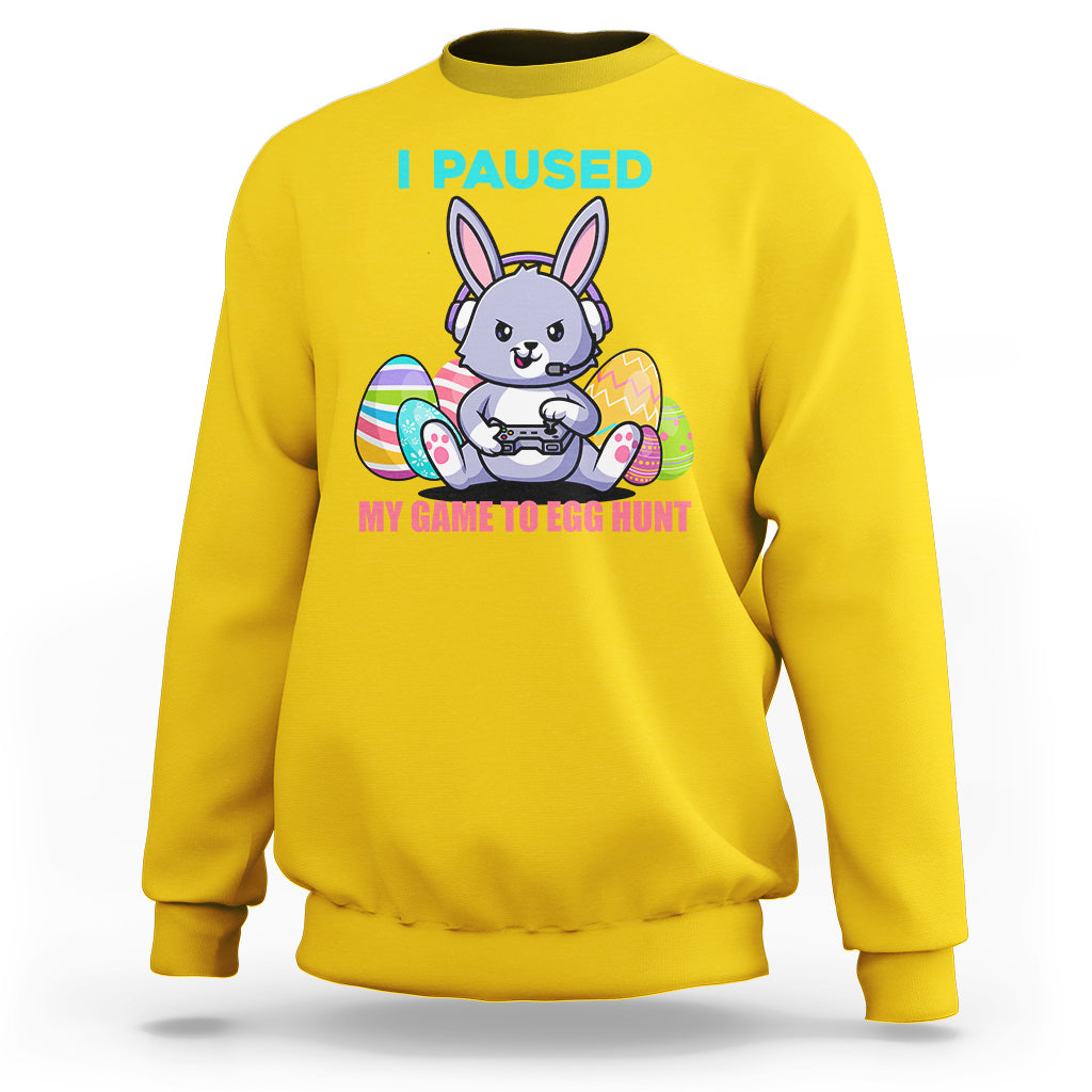I Paused My Game To Egg Hunt Funny Easter Gamer Boys Kids Sweatshirt - Wonder Print Shop