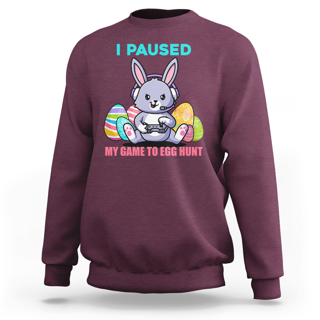 I Paused My Game To Egg Hunt Funny Easter Gamer Boys Kids Sweatshirt - Wonder Print Shop
