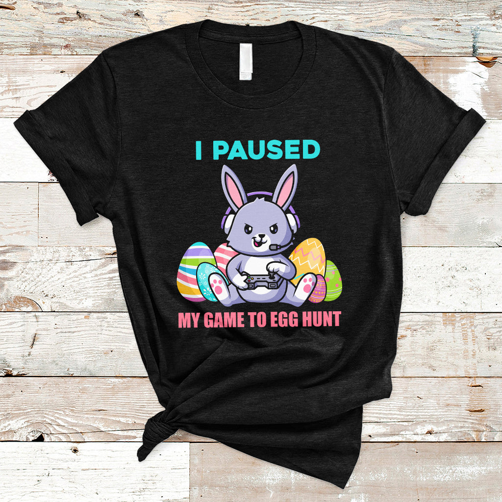I Paused My Game To Egg Hunt Funny Easter Gamer Boys Kids T-Shirt - Wonder Print Shop