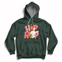 Forest green hoodie with front Easter bunny graphic and kangaroo pocket