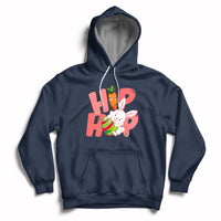 Navy hoodie with front Easter bunny graphic and kangaroo pocket
