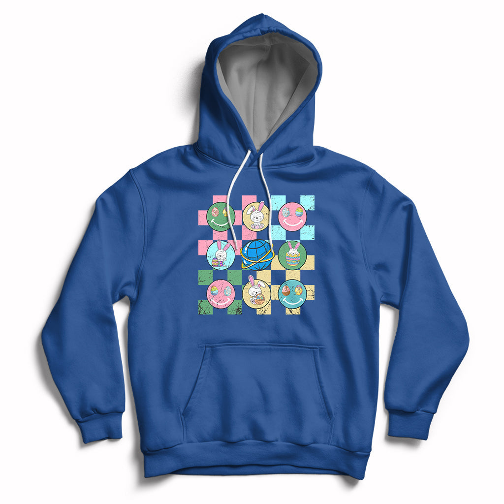 Retro Happy Easter Cute Easter Bunny Easter Eggs Hunting Hoodie - Wonder Print Shop