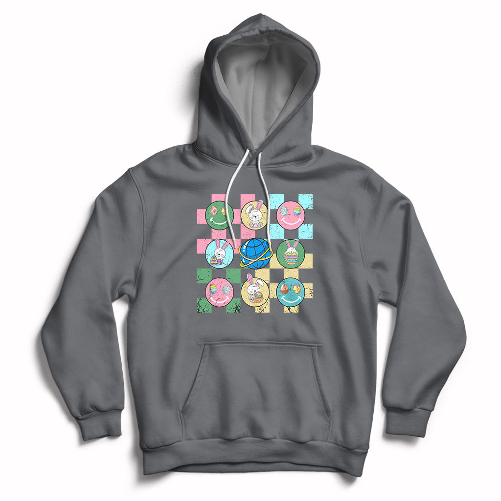 Retro Happy Easter Cute Easter Bunny Easter Eggs Hunting Hoodie - Wonder Print Shop