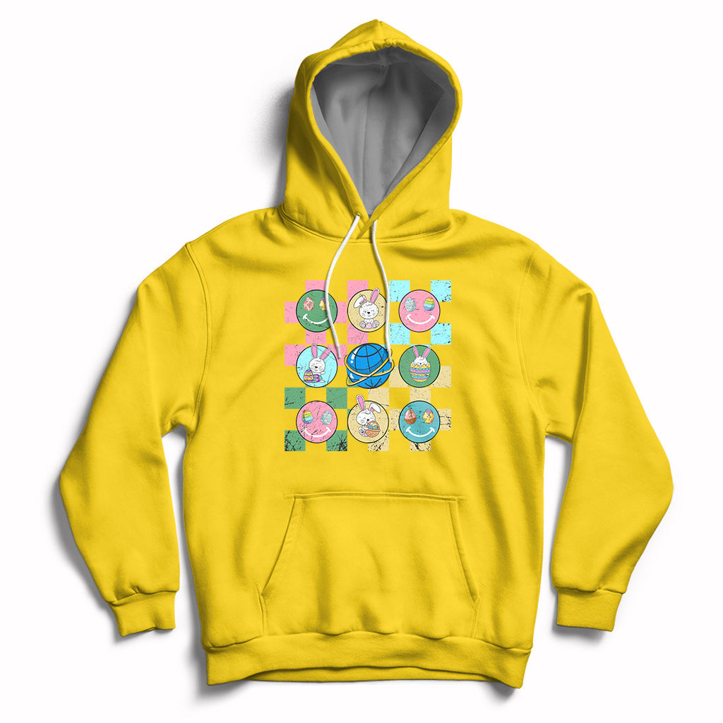 Retro Happy Easter Cute Easter Bunny Easter Eggs Hunting Hoodie - Wonder Print Shop