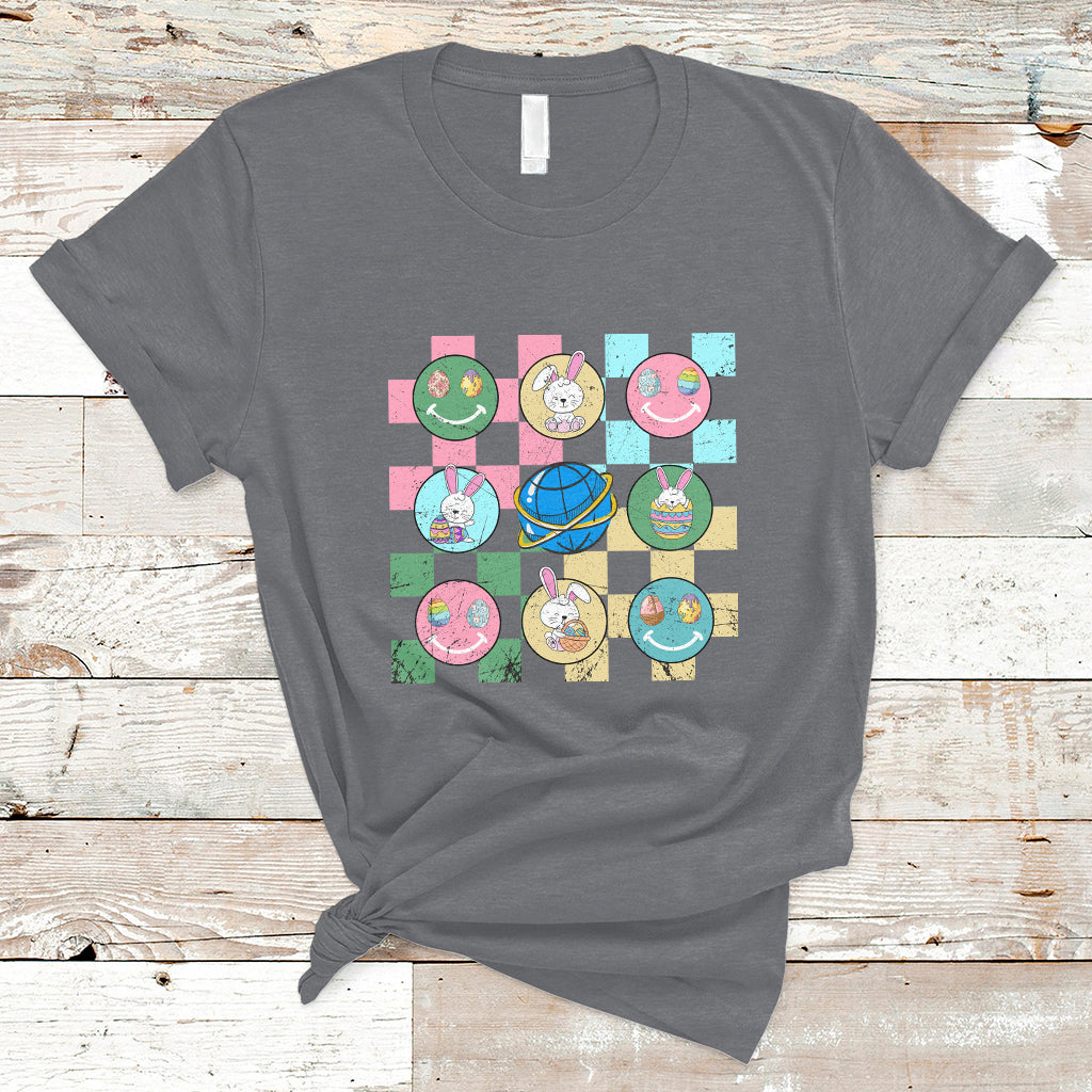 Retro Happy Easter Cute Easter Bunny Easter Eggs Hunting T-Shirt - Wonder Print Shop