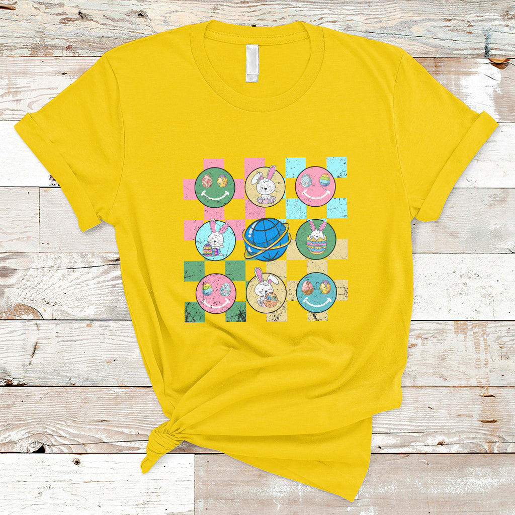 Retro Happy Easter Cute Easter Bunny Easter Eggs Hunting T-Shirt - Wonder Print Shop