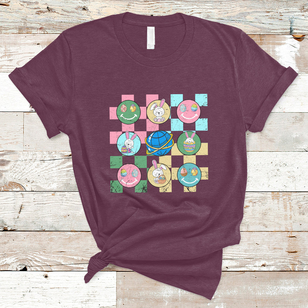 Retro Happy Easter Cute Easter Bunny Easter Eggs Hunting T-Shirt - Wonder Print Shop
