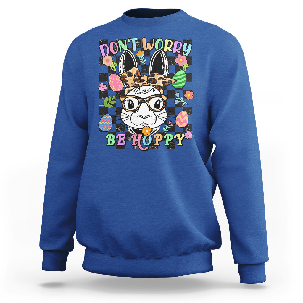 Don't Worry Be Hoppy Rabbit Cute Easter Bunny Head Retro Sweatshirt - Wonder Print Shop