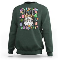 Don't Worry Be Hoppy Rabbit Cute Easter Bunny Head Retro Sweatshirt - Wonder Print Shop