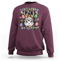 Don't Worry Be Hoppy Rabbit Cute Easter Bunny Head Retro Sweatshirt - Wonder Print Shop