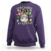 Don't Worry Be Hoppy Rabbit Cute Easter Bunny Head Retro Sweatshirt - Wonder Print Shop