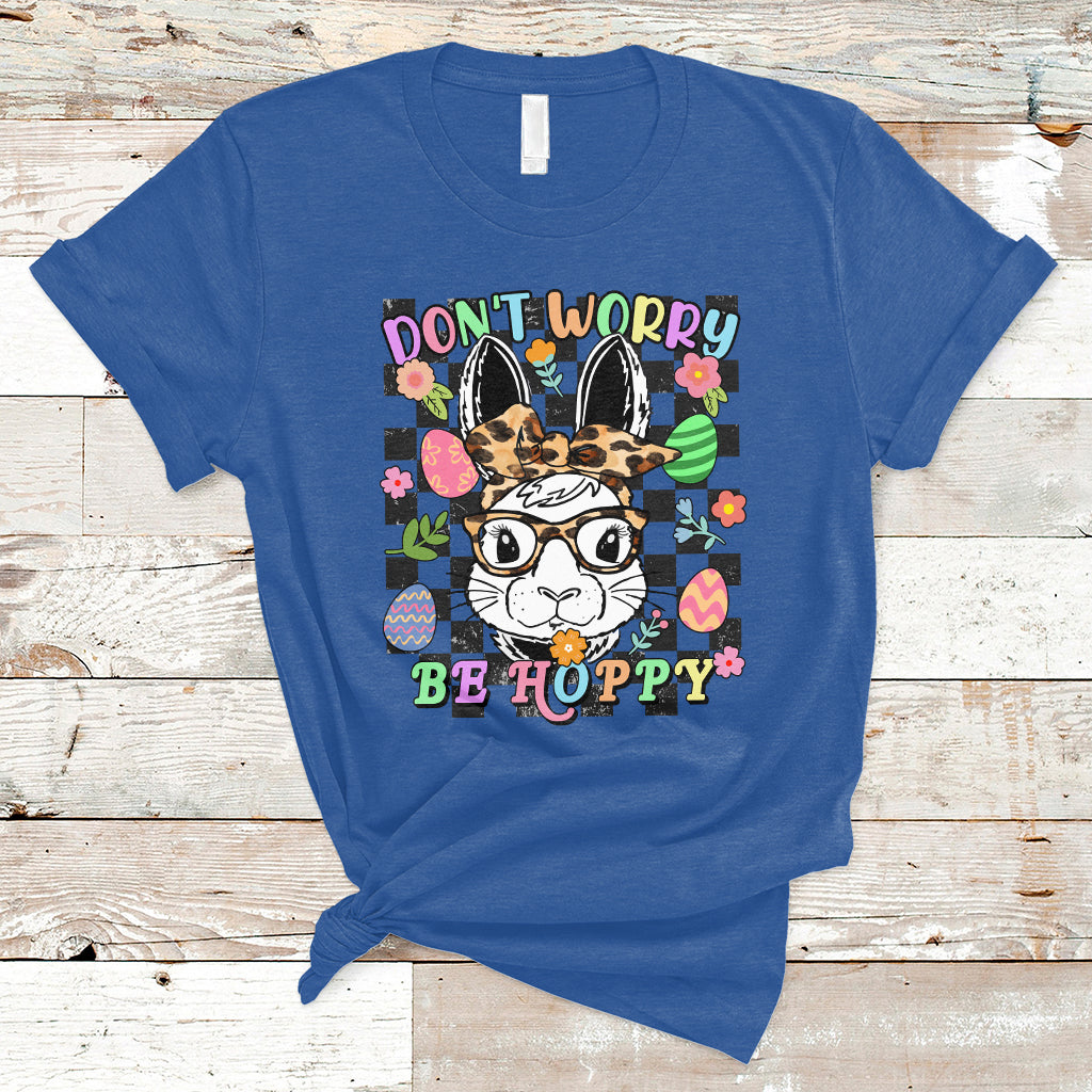 Don't Worry Be Hoppy Rabbit Cute Easter Bunny Head Retro T-Shirt - Wonder Print Shop