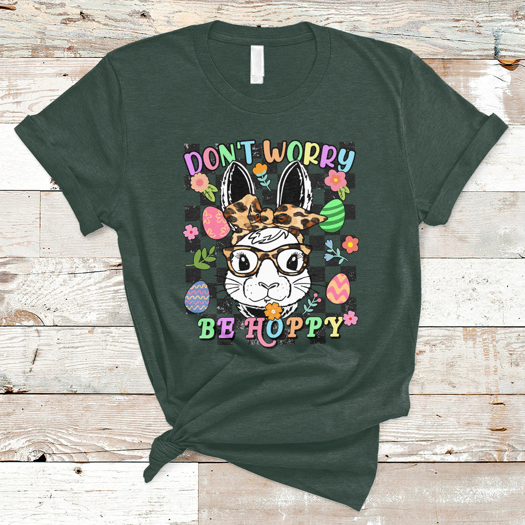 Don't Worry Be Hoppy Rabbit Cute Easter Bunny Head Retro T-Shirt - Wonder Print Shop