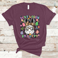 Don't Worry Be Hoppy Rabbit Cute Easter Bunny Head Retro T-Shirt - Wonder Print Shop