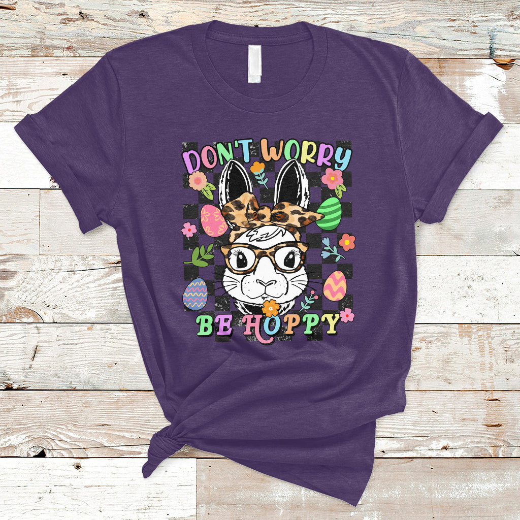 Don't Worry Be Hoppy Rabbit Cute Easter Bunny Head Retro T-Shirt - Wonder Print Shop