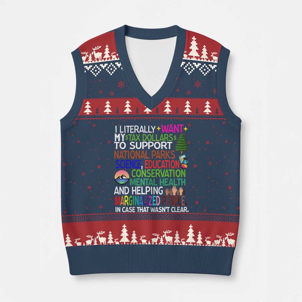 I Literally Want My Tax Dollars To Support National Park V-Neck Knit Sweater Vest - Wonder Print Shop
