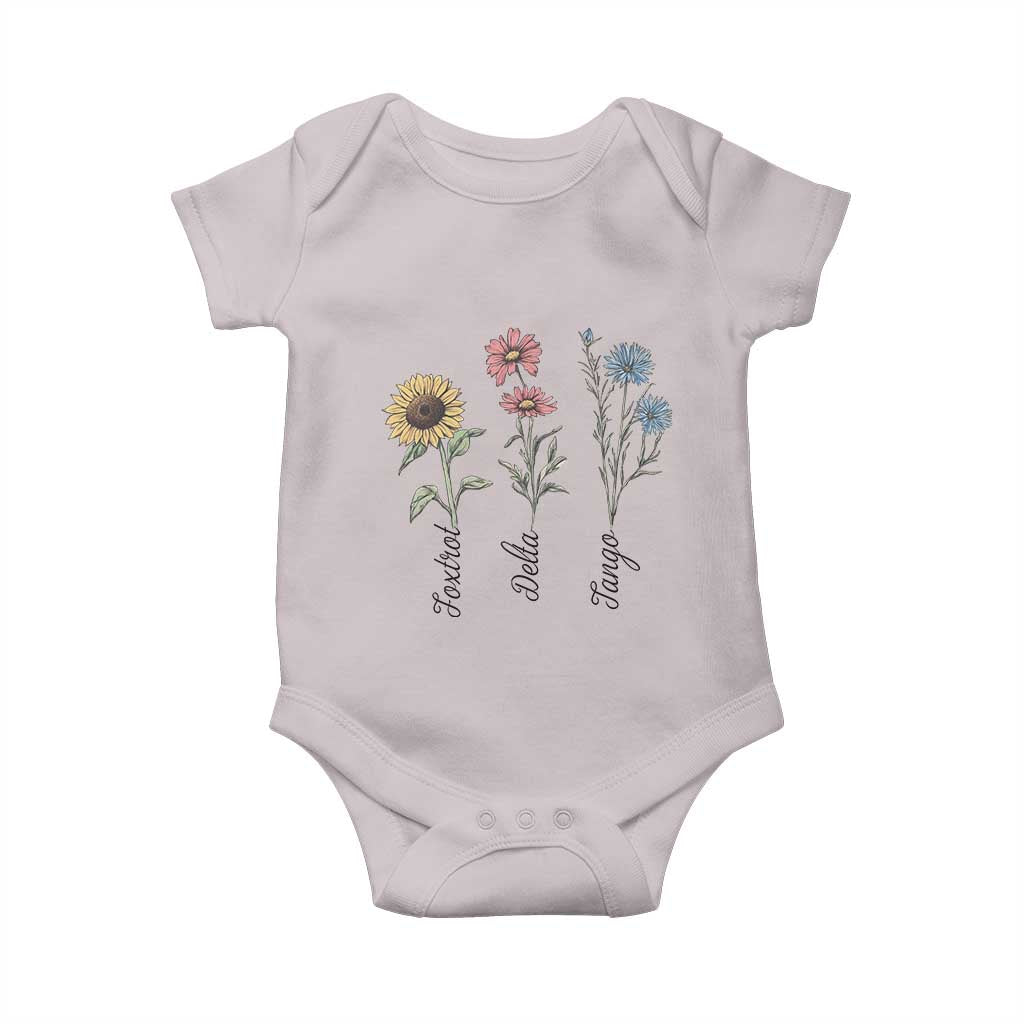 Floral FDT Foxtrot Delta Tango Baby Onesie Funny Offensive Retro