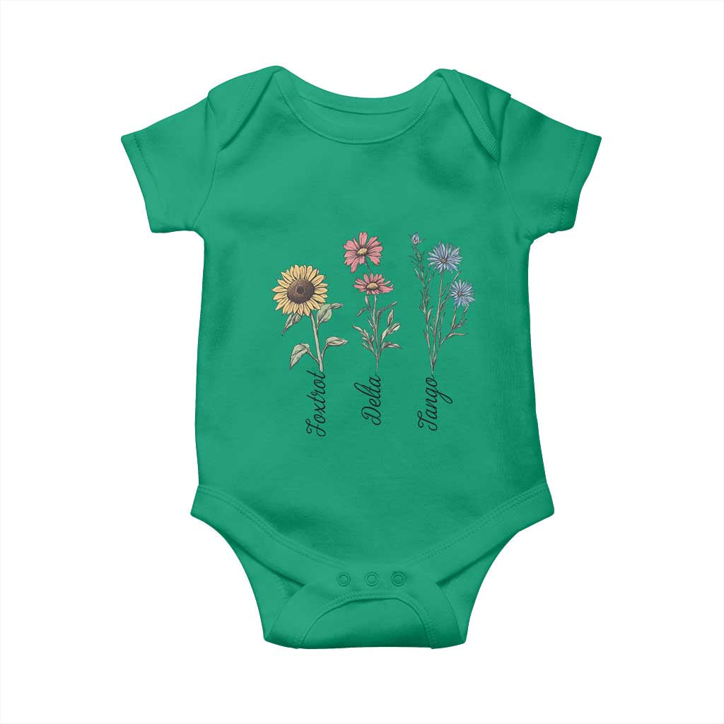 Floral FDT Foxtrot Delta Tango Baby Onesie Funny Offensive Retro