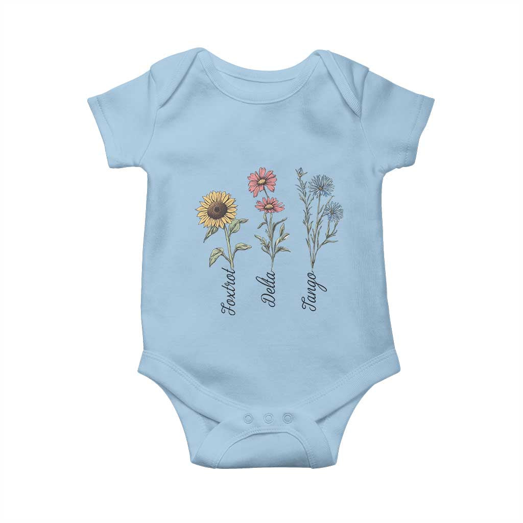 Floral FDT Foxtrot Delta Tango Baby Onesie Funny Offensive Retro