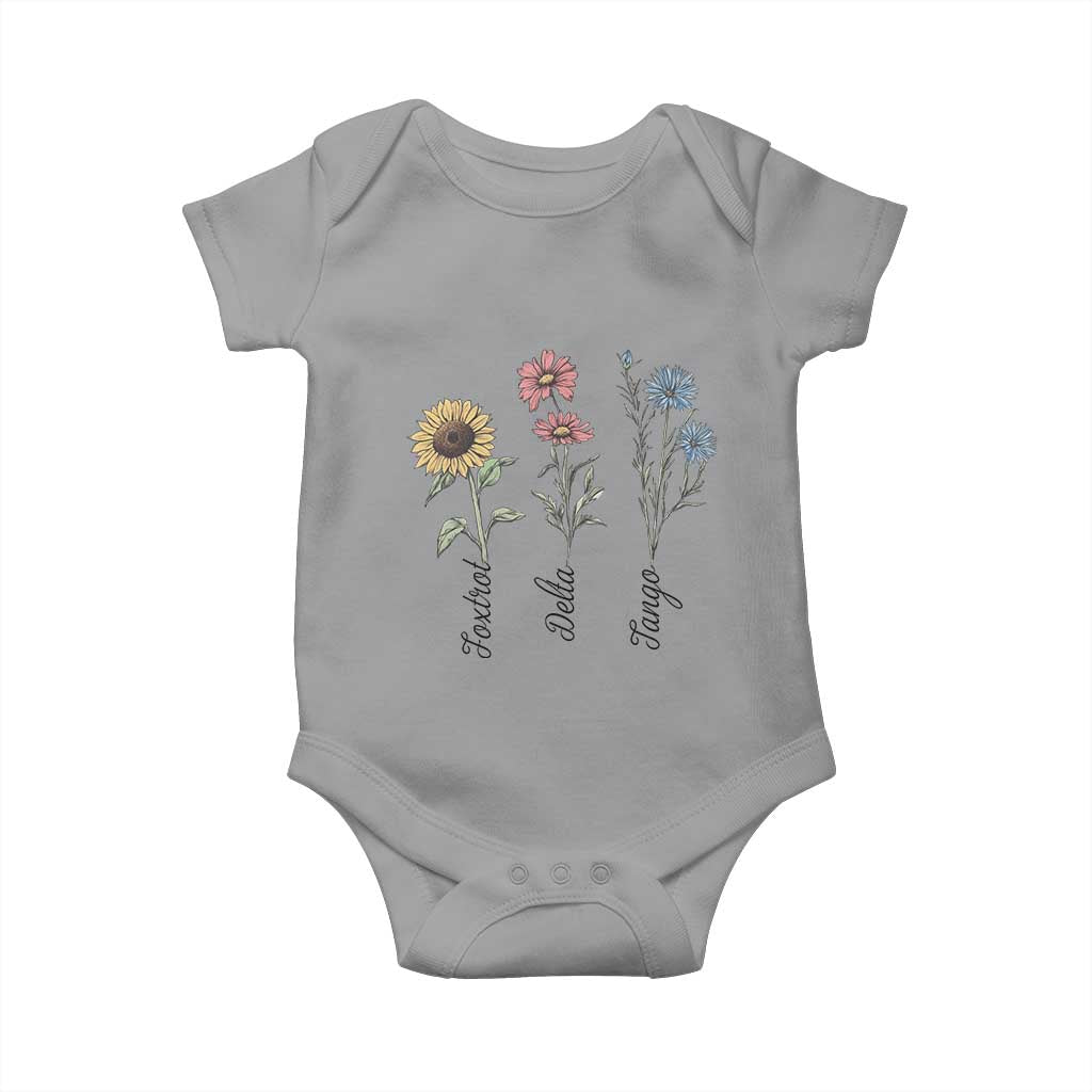 Floral FDT Foxtrot Delta Tango Baby Onesie Funny Offensive Retro