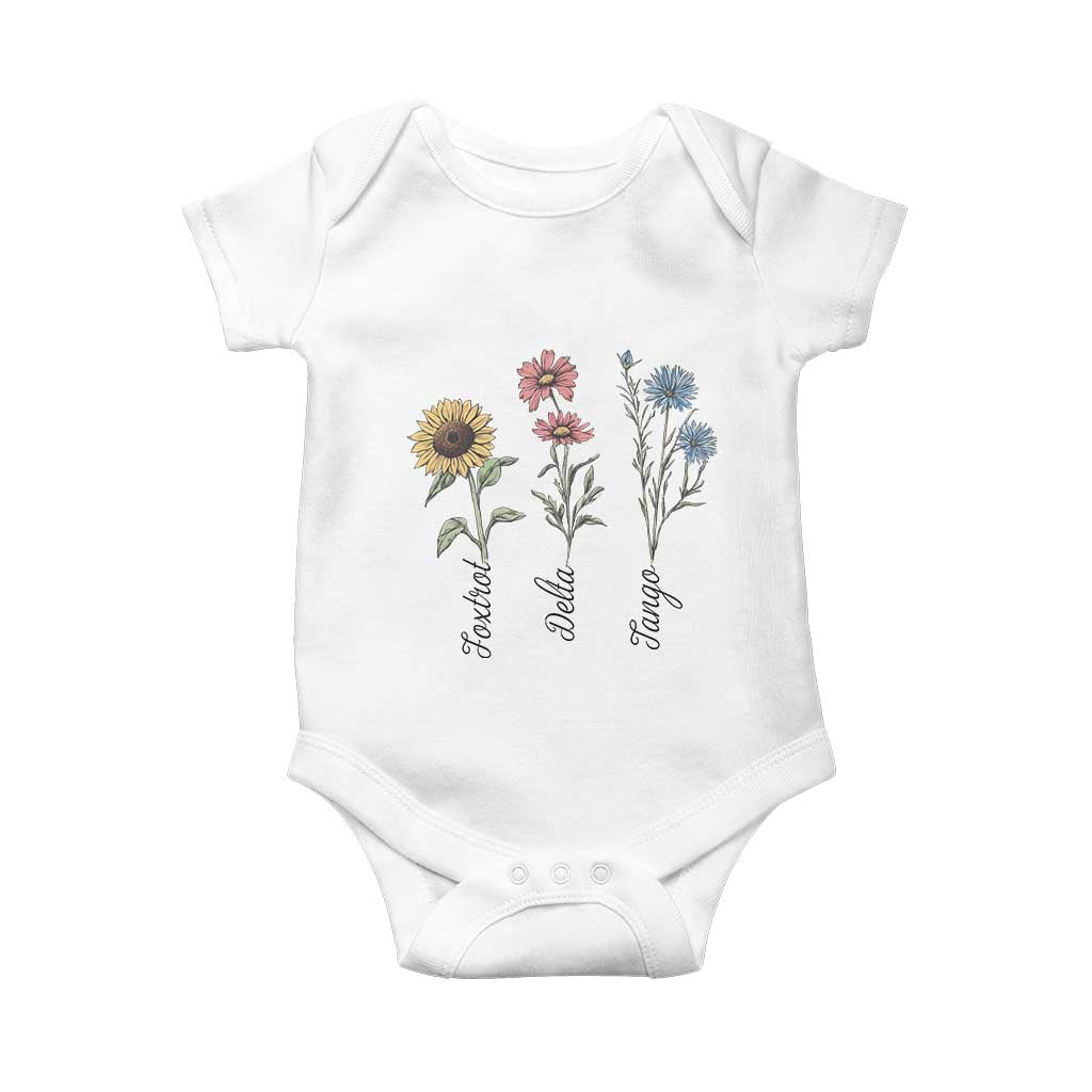 Floral FDT Foxtrot Delta Tango Baby Onesie Funny Offensive Retro