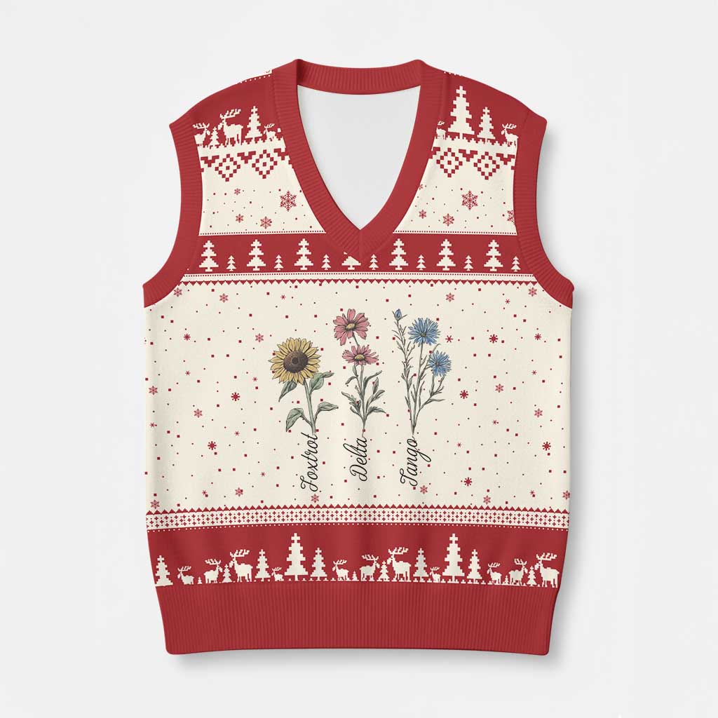 Floral FDT Foxtrot Delta Tango V-Neck Knit Sweater Vest Funny Offensive Retro - Wonder Print Shop