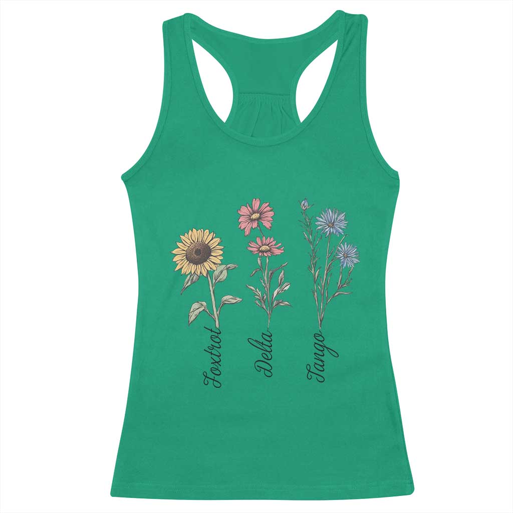 Floral FDT Foxtrot Delta Tango Racerback Tank Top Funny Offensive Retro