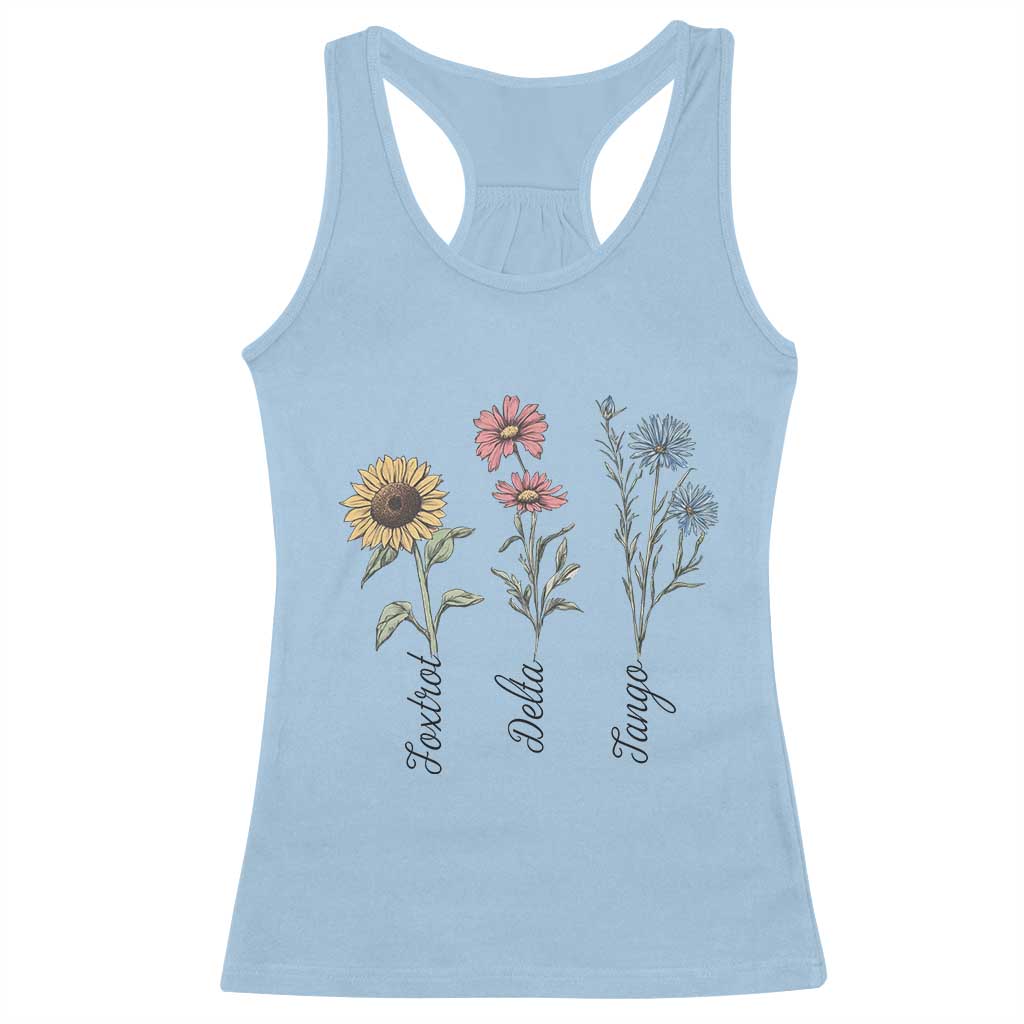 Floral FDT Foxtrot Delta Tango Racerback Tank Top Funny Offensive Retro