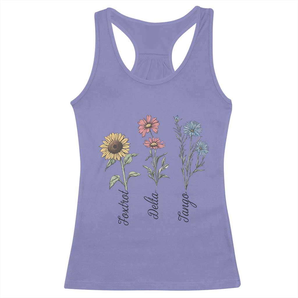Floral FDT Foxtrot Delta Tango Racerback Tank Top Funny Offensive Retro